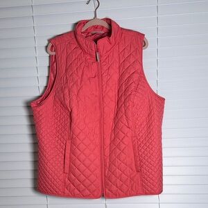Talbots Plus Quilted Vest - Vibrant Coral